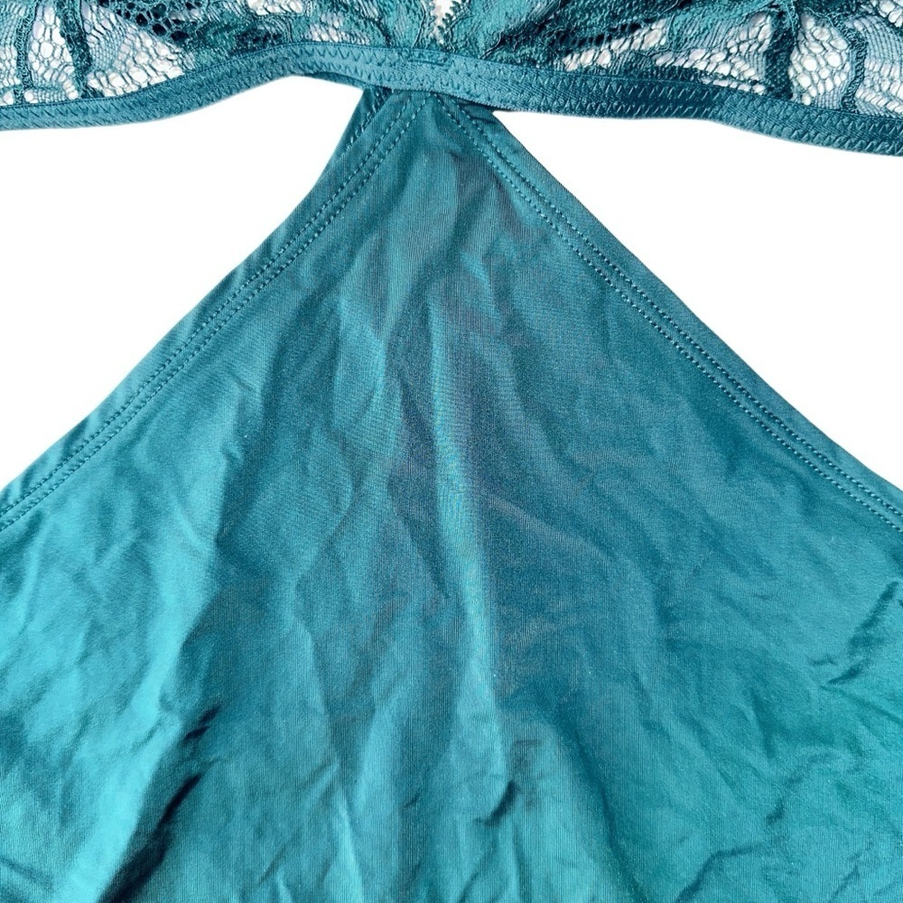 LA SENZA BABYDOLL CAMI TOP WOMENS M DARK GREEN SHEER LACE BRA SEXY LINGERIE - Picture 10 of 15